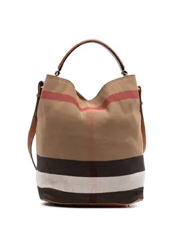 Burberry 2000-2017 Medium Mega Check Canvas Ashby Bucket Bag satchel 32055661