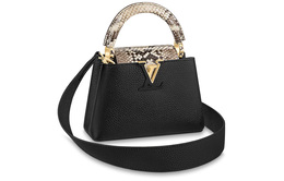 Louis Vuitton Сумка-тоут Kapusin из кожи с питоном, через плечо, мини, женская, черная n96467