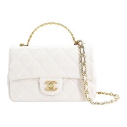 Chanel Сумка-клапан из яркой овчины, сумка через плечо, сумка через плечо, маленькая женская белая as4023-b10719-10601