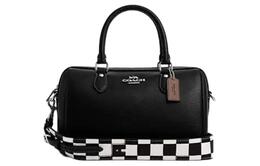 Coach Сумка-тоут из кожи Rowan с панелями из холста, сумка через плечо, среднего размера, женская, черная cr102-sva16