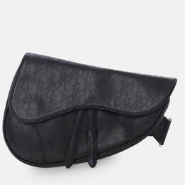 Christian Dior Black Oblique Perforated Calfskin Galaxy Saddle Bag 1213211