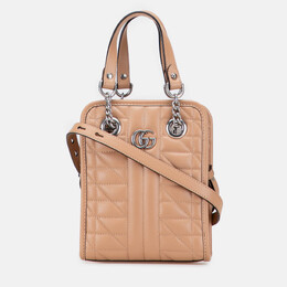 Gucci Brown Mini GG Marmont Matelasse Leather Aria Satchel 1213214