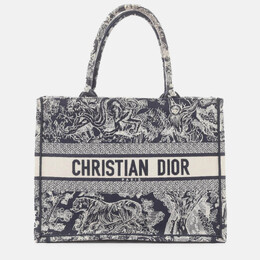Christian Dior Blue Medium Canvas Embroidered Reverse Christian Dioriviera Toile De Jouy Book Tote 1213207