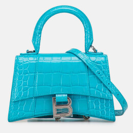 Balenciaga Blue XS Croc Embossed Hourglass Top Handle Bag 1213144