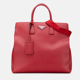 Prada Red Saffiano Cuir Tote 1213152
