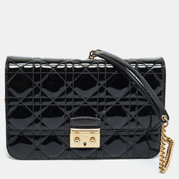 Christian Dior Black Cannage Patent Leather Miss Christian Dior Promenade Chain Bag 1212890