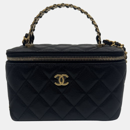 Chanel Vanity Chain Black Caviar Leather Handle Bag 1213002