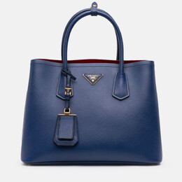 Prada Blue Medium Saffiano Cuir Double Satchel 1212676