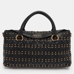 Miu Miu Black Leather Embellished Tote 1212823