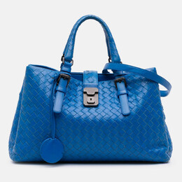 Bottega Veneta Blue Small Nappa Intrecciato Roma Satchel 1212677