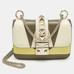 Valentino Multicolor Leather Mini Colorblock Rockstud Glam Lock Bag 1212735