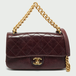 Chanel Burgundy Quilted Leather Small Straight Line Flap Bag 1212413
