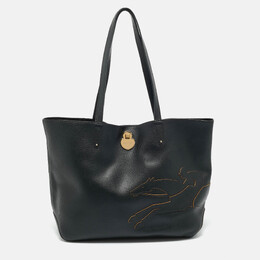 Longchamp Black Leather Shop it Shopper Tote 1212189