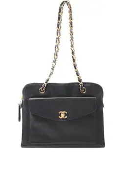 Chanel 1997-1999 CC Caviar Turnlock Envelope Pocket shoulder bag 32086877
