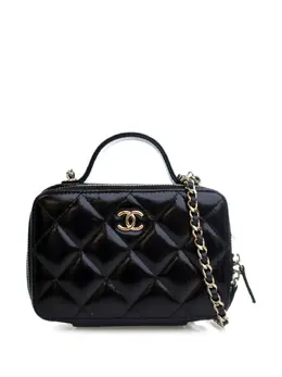 Chanel 2021-2025 Mini CC Glazed Calfskin Double Zip Top Handle Case vanity bag 32072713