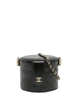 Chanel 2021 Mini Quilted Lambskin Round Vanity Case with Chain crossbody bag 32094708