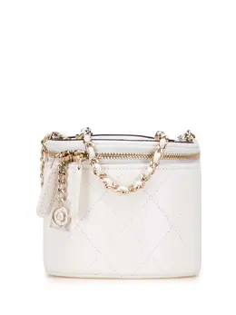 Chanel 2021 Quilted Lambskin Leather Chain and Charm Case vanity bag 32093015