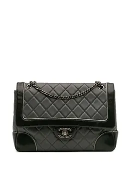 Chanel 2015-2016 Paris Salzburg Jumbo Bicolor Quilted Lambskin Tyrolean Flap crossbody bag 32094774
