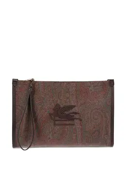 Etro paisley-pattern logo clutch bag 32044178