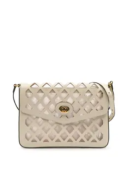 Gucci 2016-2025 Medium Cutout Leather and Flora Canvas Traforata Flap crossbody bag 32094797