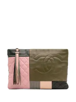 Chanel 2016-2017 Large Lambskin Colorblock Patchwork O Case clutch bag 32093588