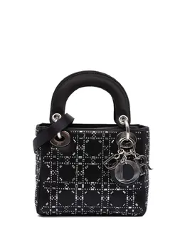 Christian Dior 2018 Mini Satin Cannage Strass Crystal Embellished Lady Dior satchel 32093478