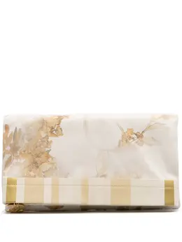 Chanel 2018 XL Printed Canvas and Striped Lambskin Foldover clutch bag 32094504