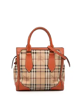 Burberry 2000-2017 Small Haymarket Check Coated Canvas Honeywood Tote satchel 32093671