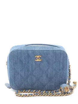 Chanel 2021 Quilted Denim Pearl Crush Camera Bag crossbody bag 32090302