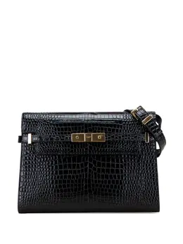 Saint Laurent 2021 Medium Shiny Croc Embossed Manhattan shoulder bag 32092747