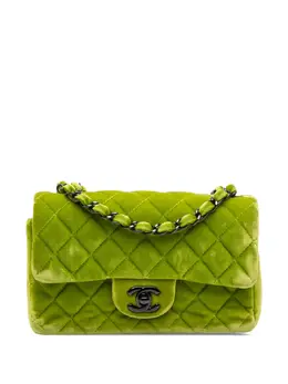 Chanel 2014-2015 Mini Rectangular Classic Velvet Single Flap crossbody bag 32122347