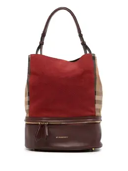 Burberry 2000-2017 Nubuck and House Check Canvas Beckett bucket bag 32093958
