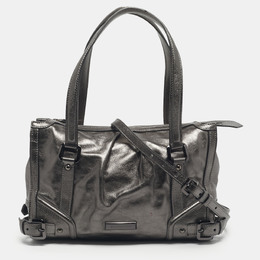 Burberry Metallic Grey Leather Pilgrim Tote 1211908