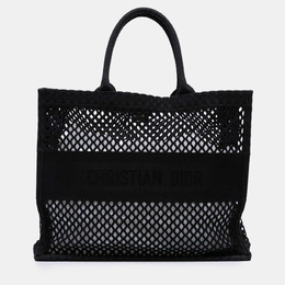 Christian Dior Black Large Embroidered Mesh Book Tote 1214161