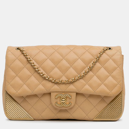 Chanel Yellow Medium Classic Lambskin Metal Edge Shoulder Bag 1214091