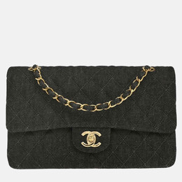 Chanel Black Denim Medium Classic Double Flap Shoulder Bag 1214057