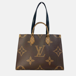 Louis Vuitton Monogram Giant On The Go Mm 2-Way Tote Bag Canvas Brown 1213780