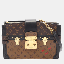 Louis Vuitton Trunk Clutch Shoulder Bag Coated Canvas And Leather Monogram Reverse Brown Black 1213840