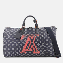 Louis Vuitton Navy Blue Monogram Ink Upside Down Keepall Bandouliere 2-Way Boston Shoulder Bag 1213760