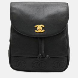 Chanel Triple Coco Mark Black Caviar Leather Backpack 1213752