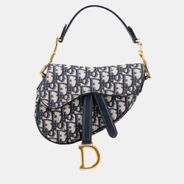 Christian Dior Navy Blue Mini Oblique Canvas Saddle Bag 1213665
