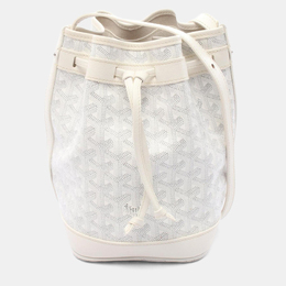 Goyard Petit Flo Shoulder Bag Coated Canvas And Leather White Gray 1213827