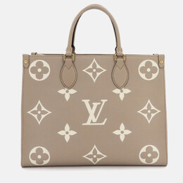 Louis Vuitton OnTheGo Tourterelle Creme Monogram Empreinte MM 2 Way Tote 1213771