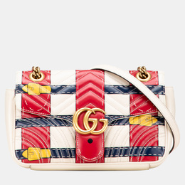 Gucci White Medium GG Marmont Matelasse Leather Trompe Loeil Shoulder Bag 1213667