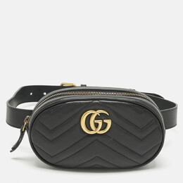 Gucci Black Matelassé Leather GG Marmont Belt Bag 1213532