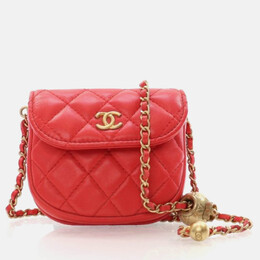 Chanel Mini Red Lambskin Pearl Crush Waist Bag 1213352