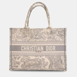 Christian Dior Grey Medium Toile de Jouy Reverse Embroidered Canvas Book Tote 1213609