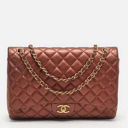 Chanel Metallic Brown Quilted Leather Maxi Classic Double Flap Bag 1213593