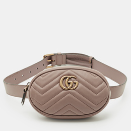 Gucci Dusty Pink Matelassé Leather GG Marmont Belt Bag 1213518