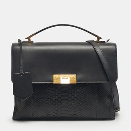 Balenciaga Black Leather and Python Le Dix Cartable Top Handle Bag 1213526